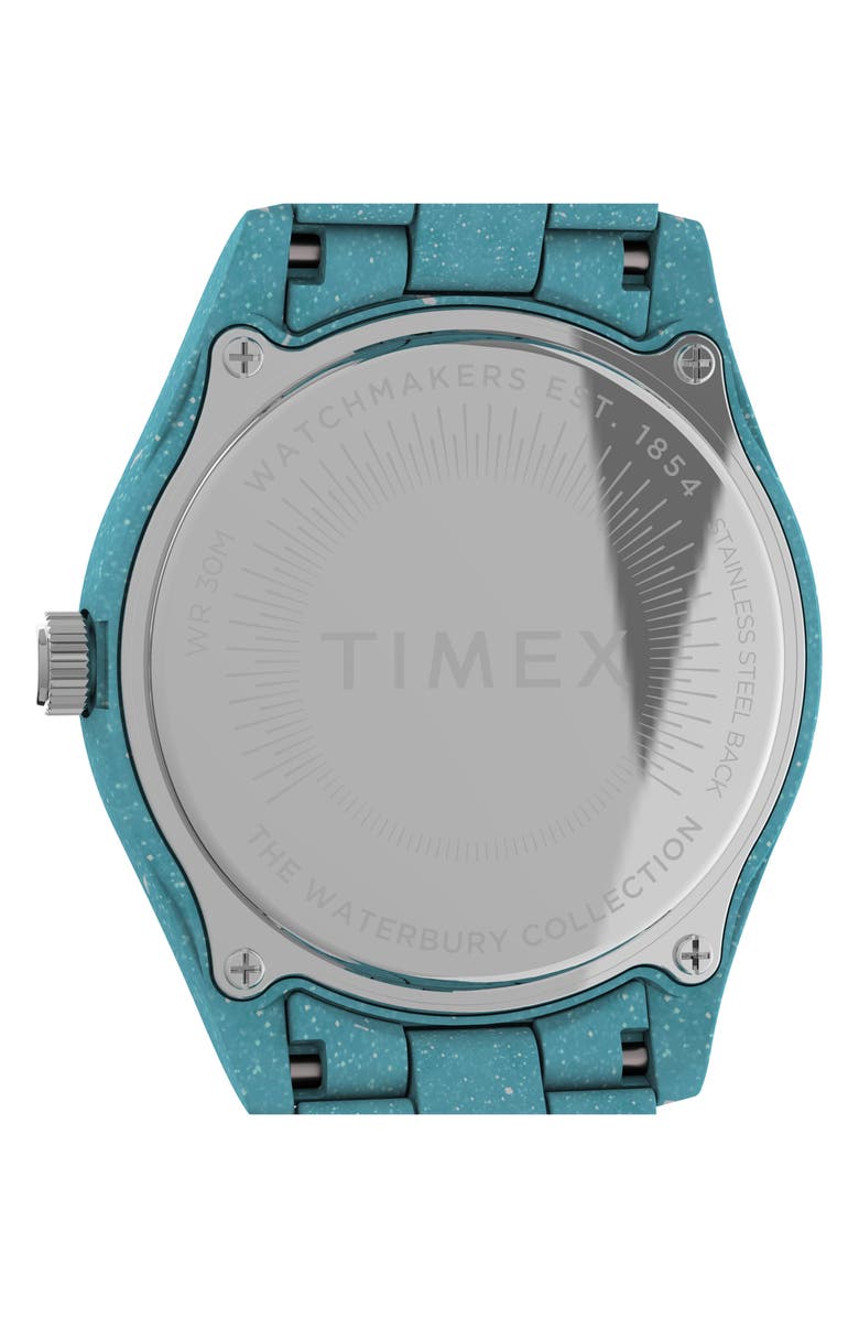 Timex<sup>®</sup> Waterbury Ocean Recycled Plastic Bracelet Watch, 37mm, Alternate, color, Blue/ Blue/ Blue