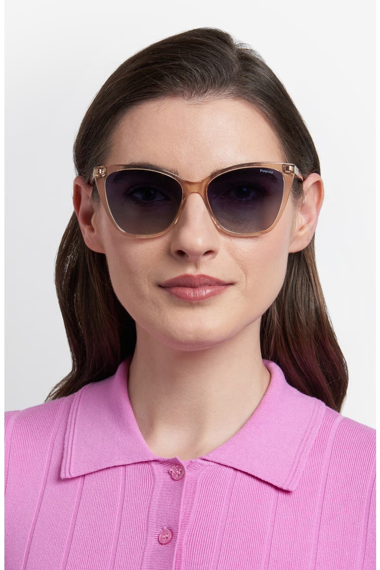 56mm Gradient Cat Eye Sunglasses, Alternate, color, BEIGE/ BLUE POLAR