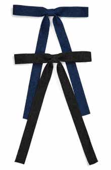 Tasha 2-Pack Skinny Denim Bow Barrettes