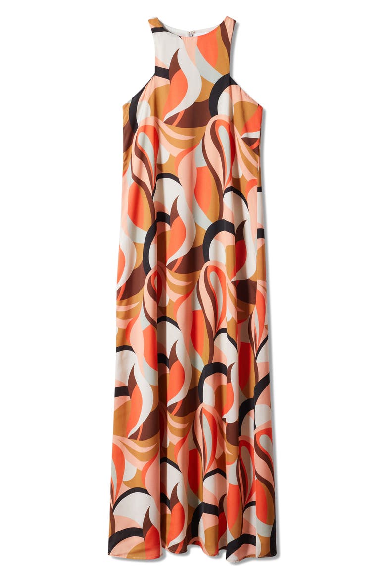Abstract Print Cocktail Dress, Alternate, color, SALMON