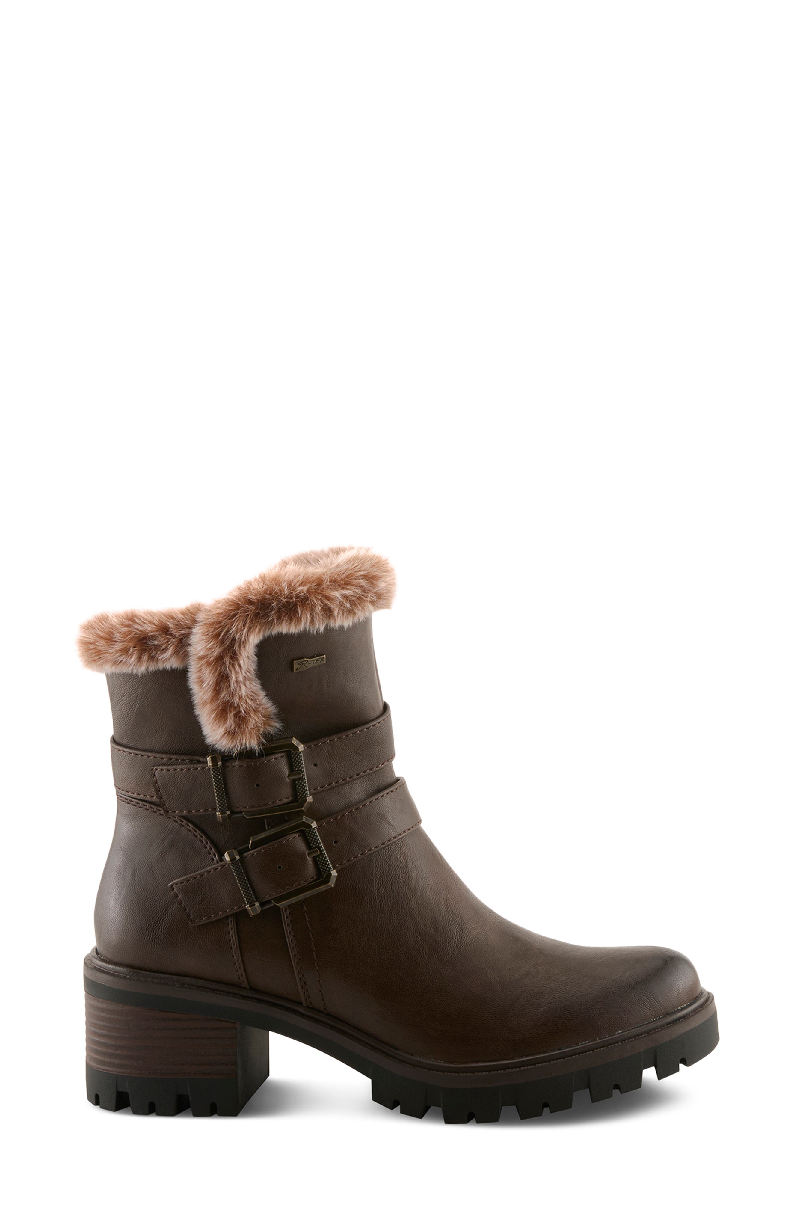 Beartrak Faux Leather Bootie, Alternate, color, DARK BROWN