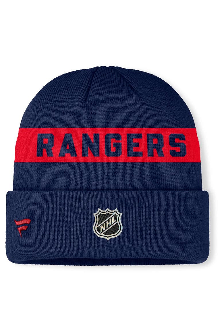 Men's Fanatics Navy New York Rangers Authentic Pro Rink Cuffed Knit Hat, Alternate, color, Navy