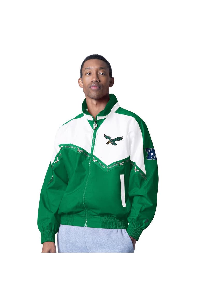 Men's Pro Player White/Kelly Green Philadelphia Eagles Retro Tape II Lightweight Full-Zip Jacket, Alternate, color, White