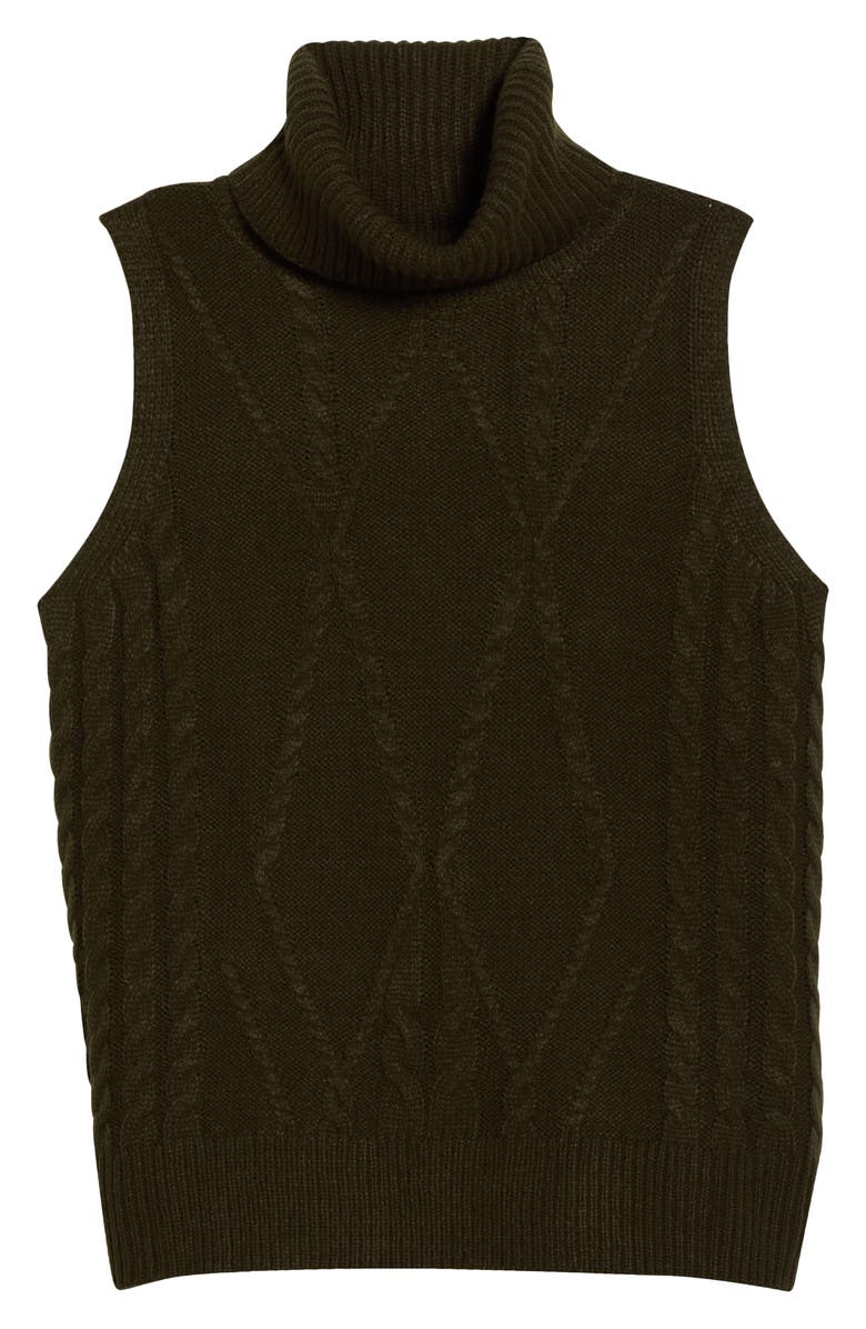 GIBSONLOOK Cable Stitch Sleeveless Turtleneck Sweater, Alternate, color, Basil Green