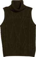 GIBSONLOOK Cable Stitch Sleeveless Turtleneck Sweater