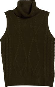 GIBSONLOOK Cable Stitch Sleeveless Turtleneck Sweater