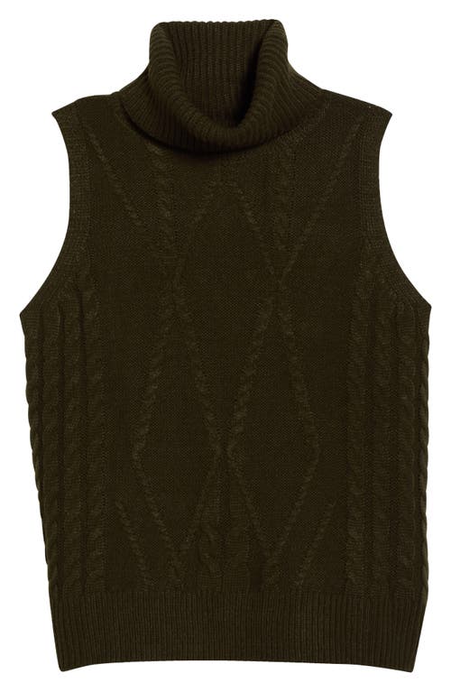 Gibsonlook Cable Stitch Sleeveless Turtleneck Sweater In Brown