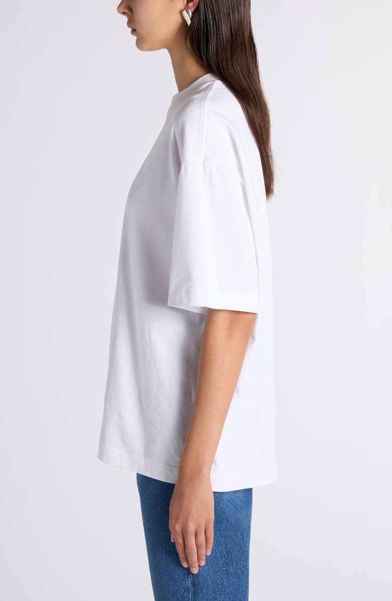 Bottega Veneta Artigiana Embroidered Yoke Oversize Cotton Jersey T-Shirt, Alternate, color, White