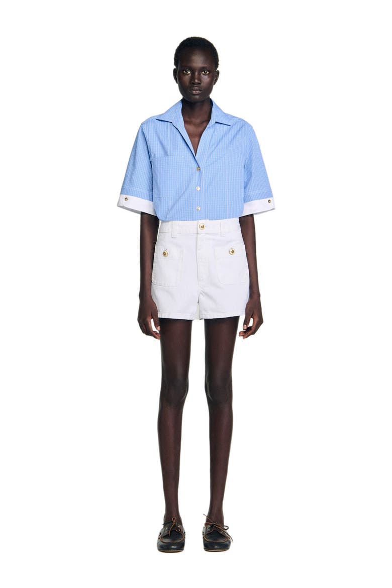 High waist denim shorts, Main, color, White