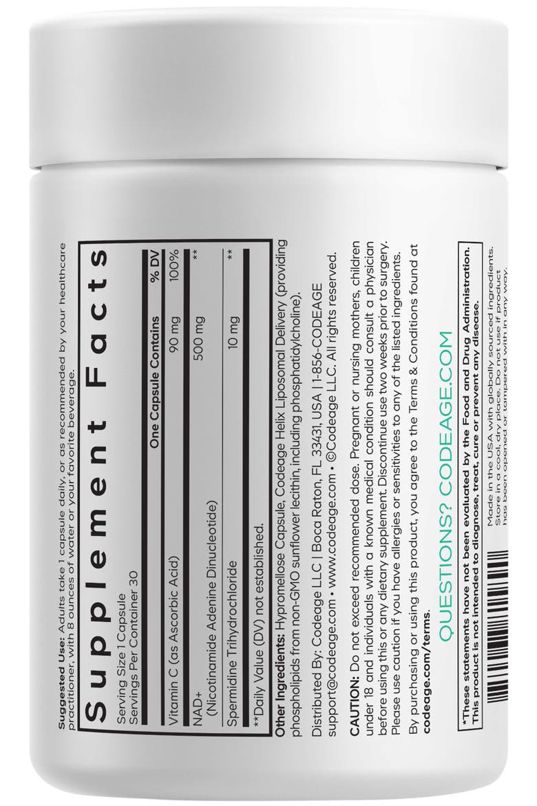 Liposomal Spermidine NAD+, 500mg Nicotinamide Adenine Dinucleotide, Alternate, color, White