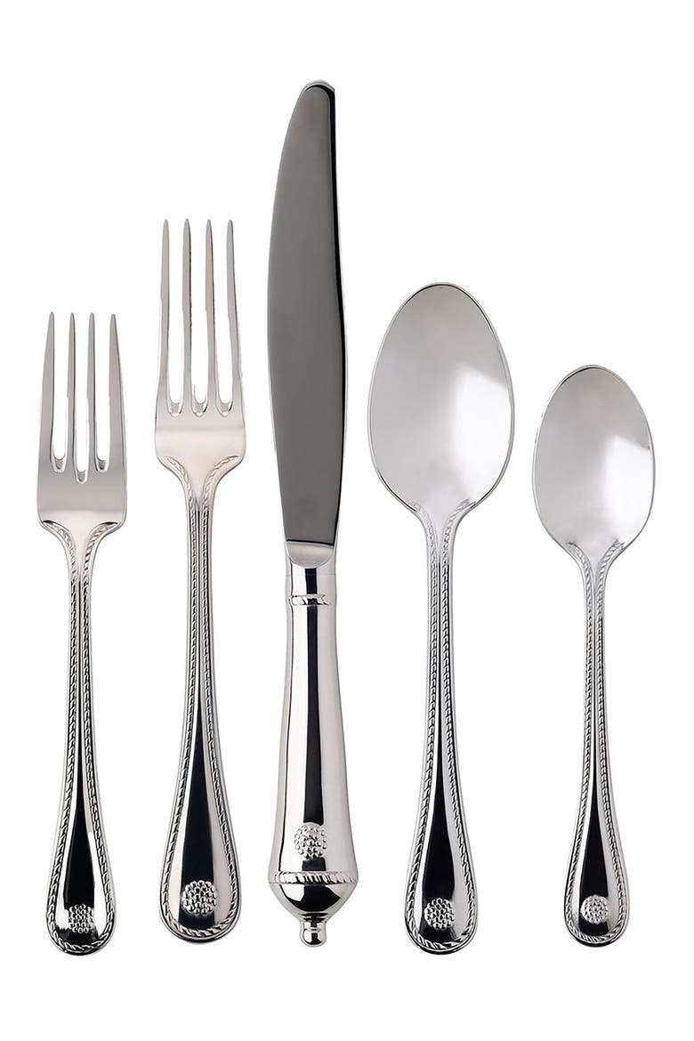 Polished Stainless Steel 5-Piece Place Setting, Main, color, POLISHED SILVER