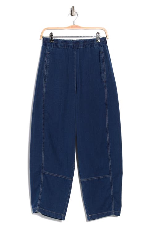Pique Barrel Leg Ankle Pants