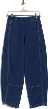 MAX STUDIO Pique Barrel Leg Ankle Pants