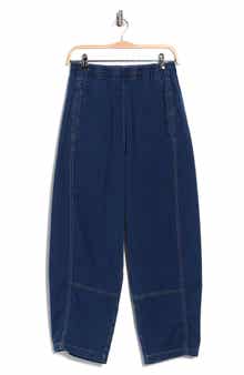 MAX STUDIO Pique Barrel Leg Ankle Pants
