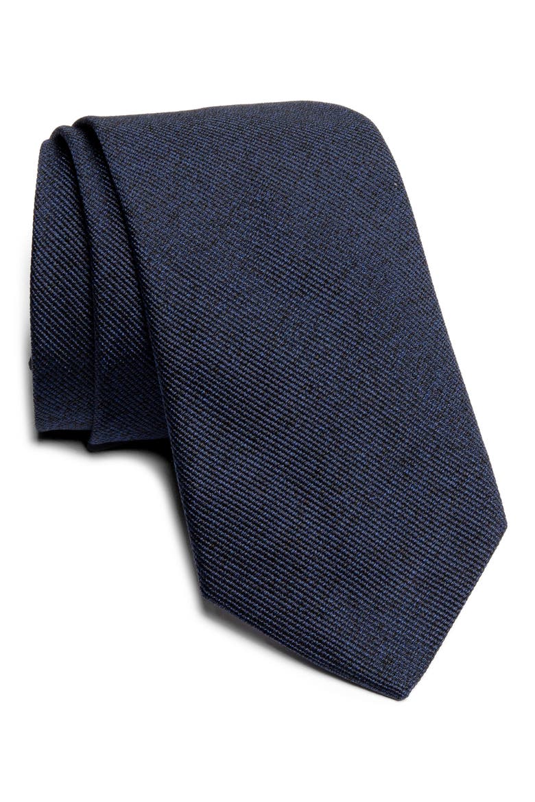 Bowman Solid Silk Blend Tie, Main, color, NAVY