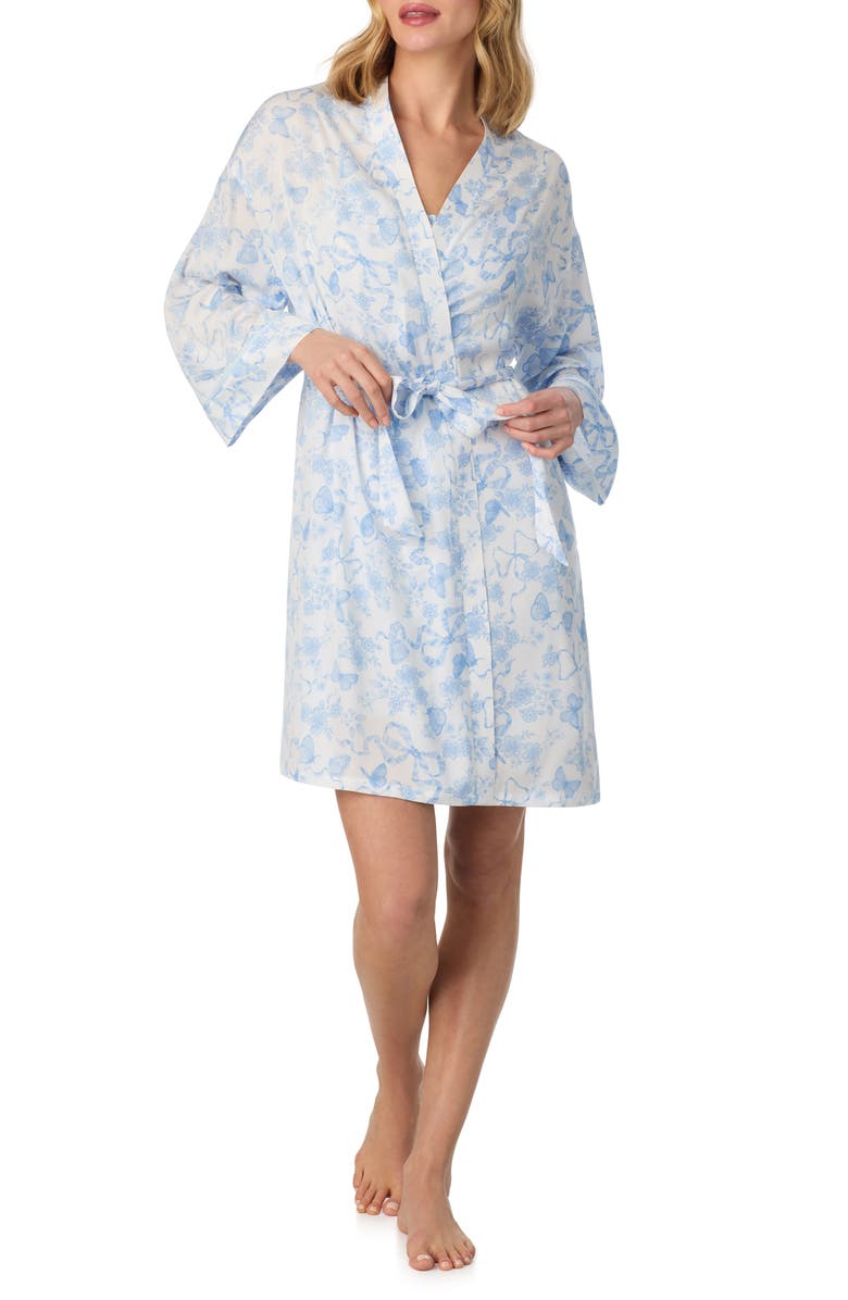 Room Service Pjs Tess Butterflies & Bows Print Short Robe, Alternate, color,