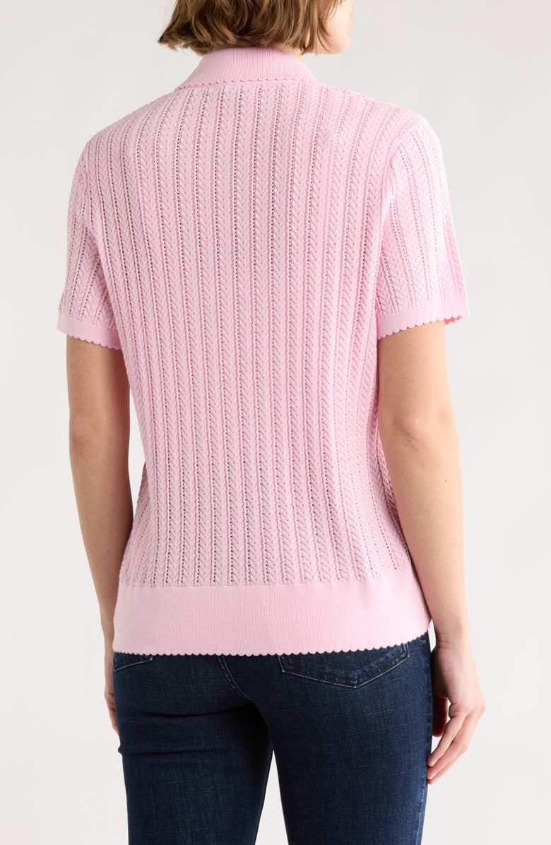 Brooks Brothers Pointelle Stitch Polo Cardigan, Alternate, color, Sweet Dreams