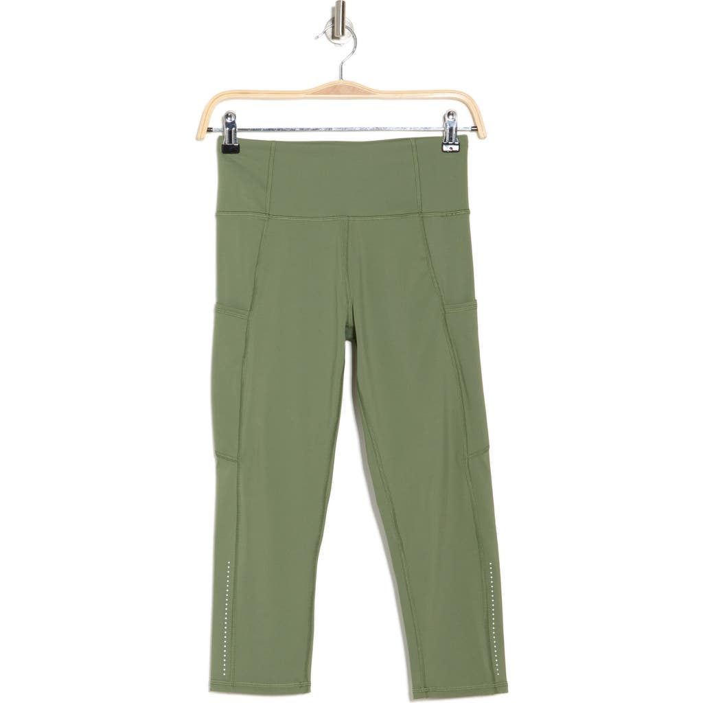 Kyodan Interlock Pocket Capri Leggings In Olive