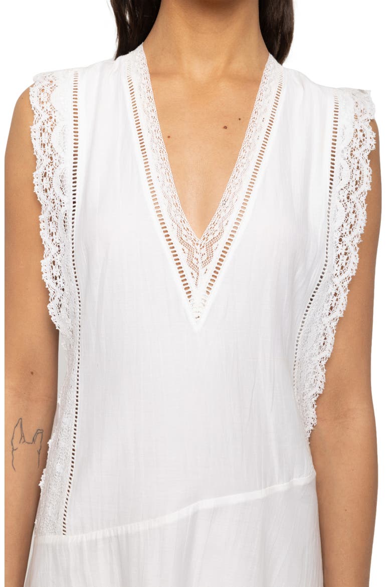 Rerol Tomboy Lace Trim Sharkbite Hem Cotton Blend Dress, Alternate, color, JUDO