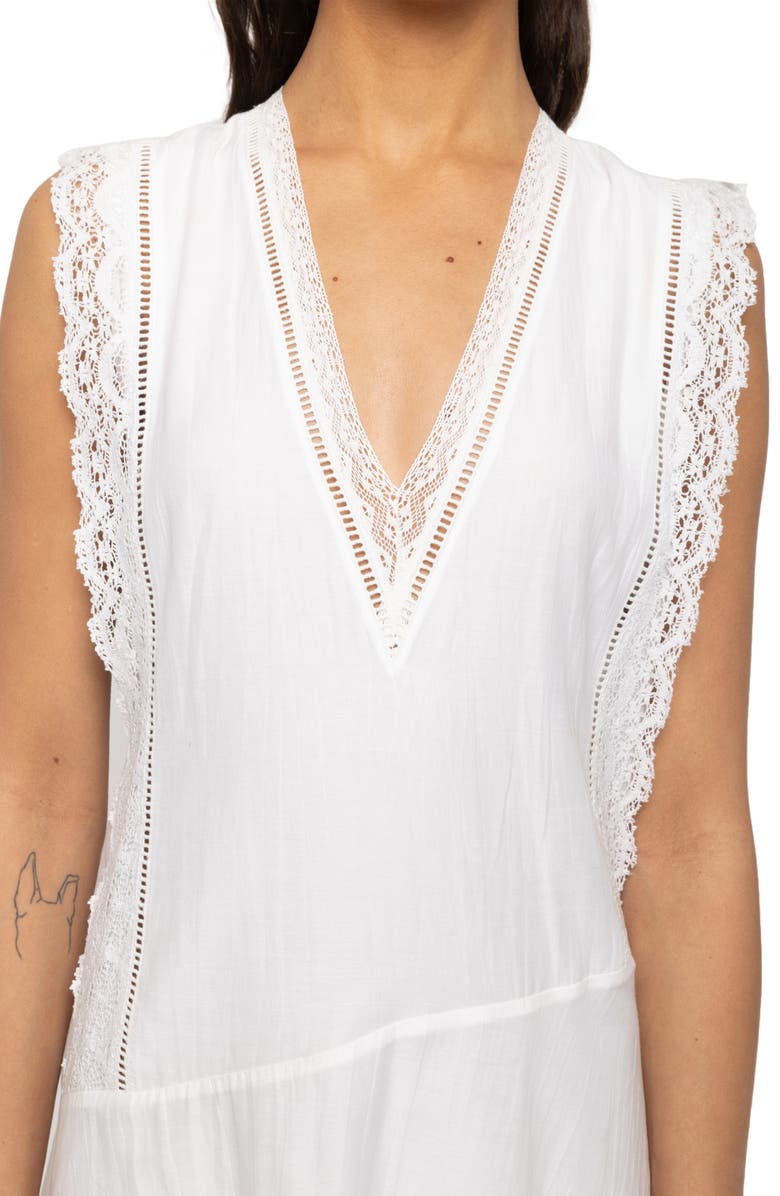Zadig & Voltaire Rerol Tomboy Lace Trim Sharkbite Hem Cotton Blend Dress, Alternate, color, Judo