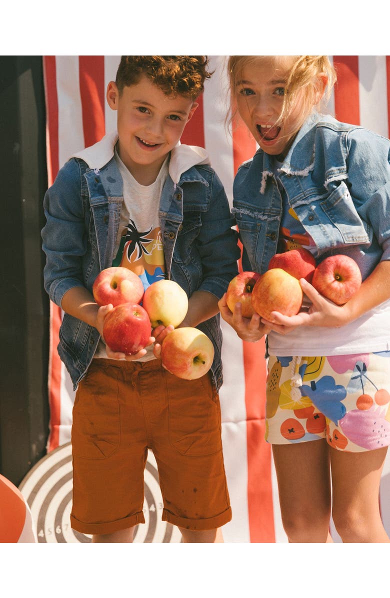 Deux par Deux Little Girl's Frayed Denim Jacket With Embroidery Jeans Blue, Alternate, color,