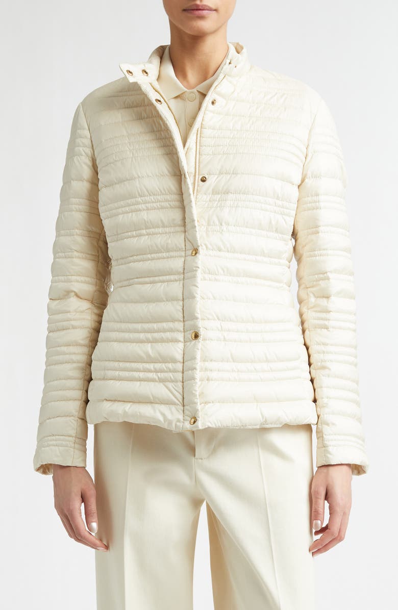 Moncler Cataire Stripe Quilted Down Puffer Jacket, Main, color, Neutral