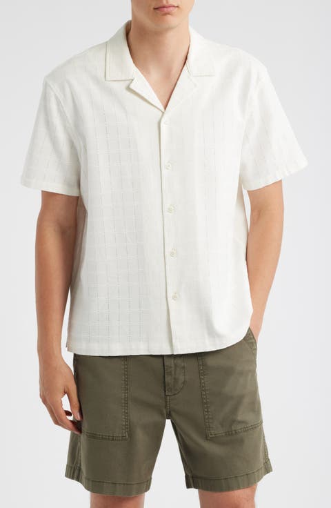 Grid Eyelet Cotton Camp Shirt