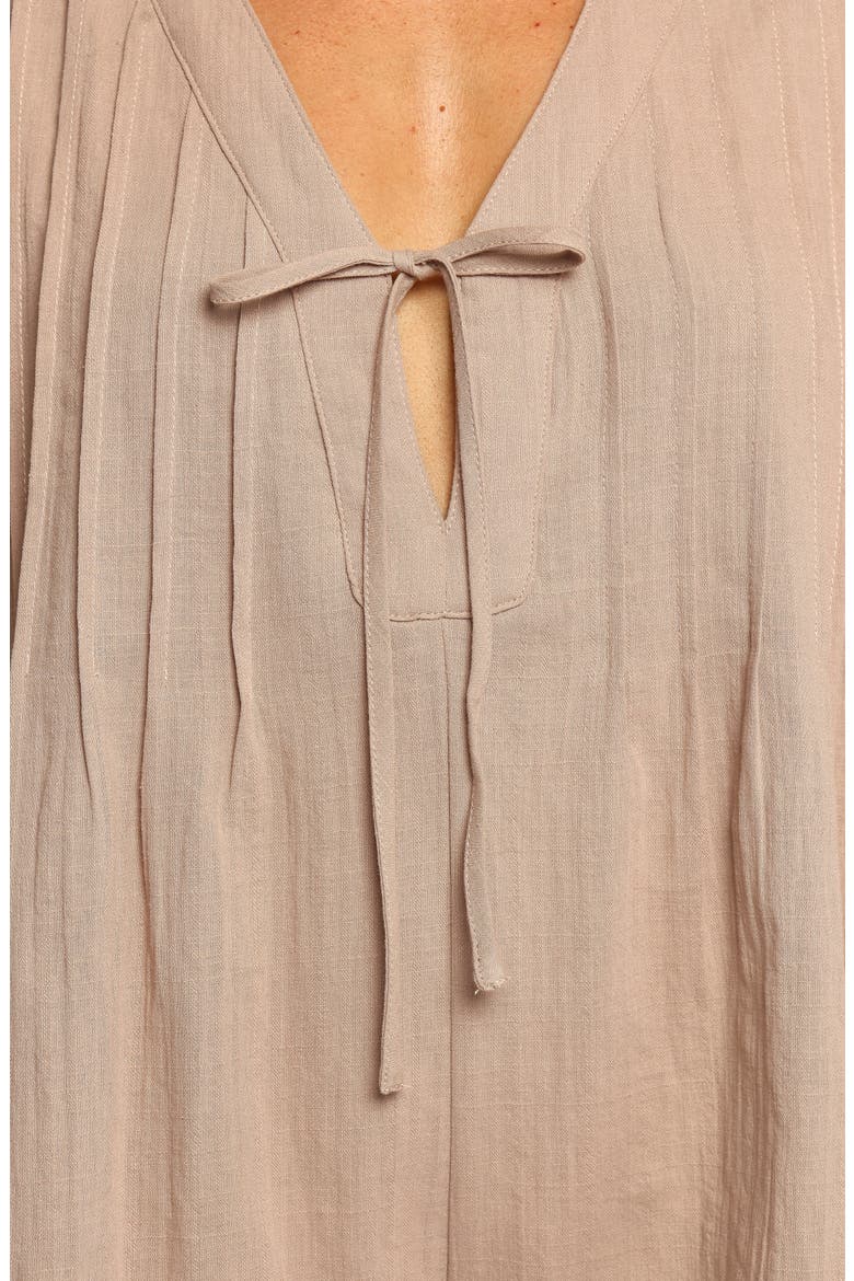 Sleeveless Cotton Tie Front Romper, Alternate, color, MOCHA