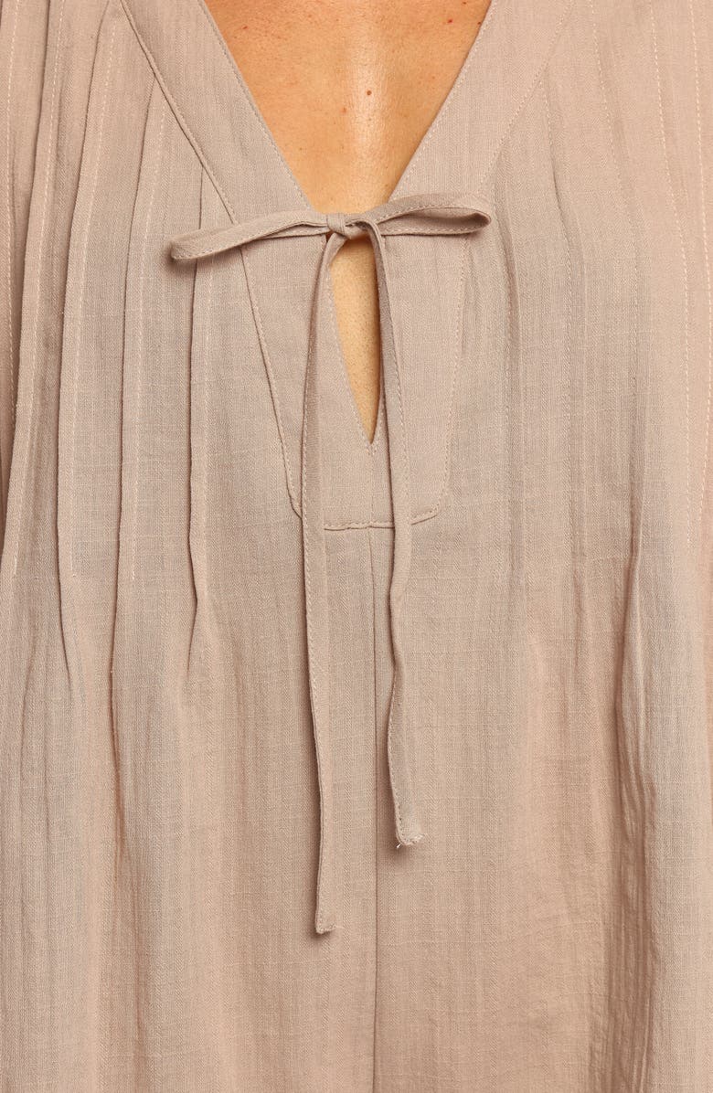 Petal & Pup Sleeveless Cotton Tie Front Romper, Alternate, color, Mocha