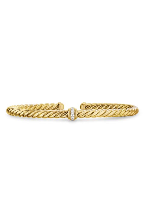 Cablespira® Flex Bracelet in 18K Yellow Gold with Diamonds, 4mm
