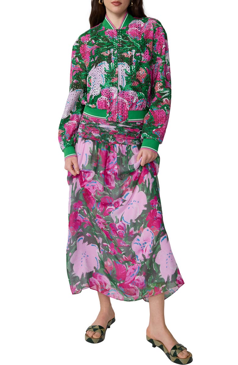 Diane von Furstenberg Lorna Floral Ruched Midi Dress, Alternate, color, Provence Gossip Pink