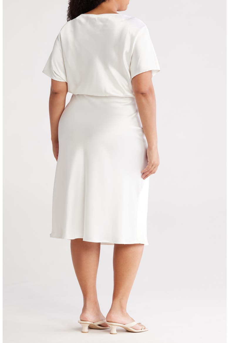 Satin Off the Shoulder Dress, Alternate, color, IVORY