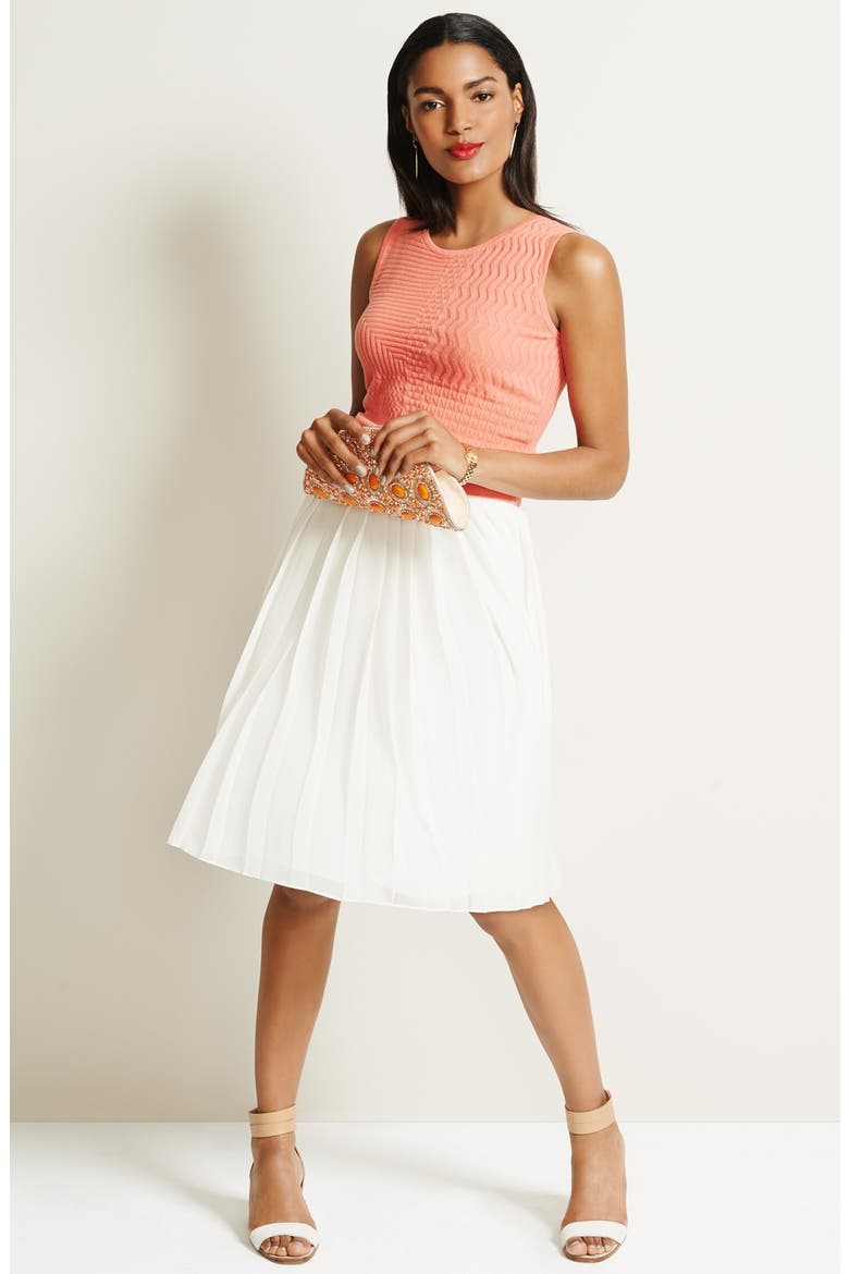 Pleat Chiffon Skirt, Alternate, color, CREAM CLOUD