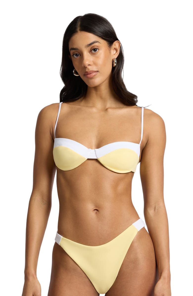 Onia Brigitte Bikini Top, Alternate, color, Limoncello/White