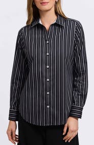 Foxcroft Margie Stripe Button-Up Shirt