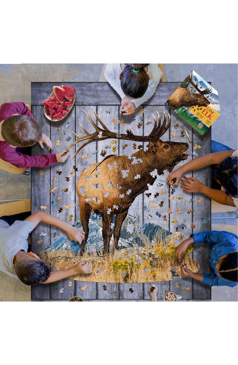 Madd Capp Puzzles I Am Elk 1000 Pieces Animal Shaped Jigsaw Puzzle, Alternate, color, Multicolored