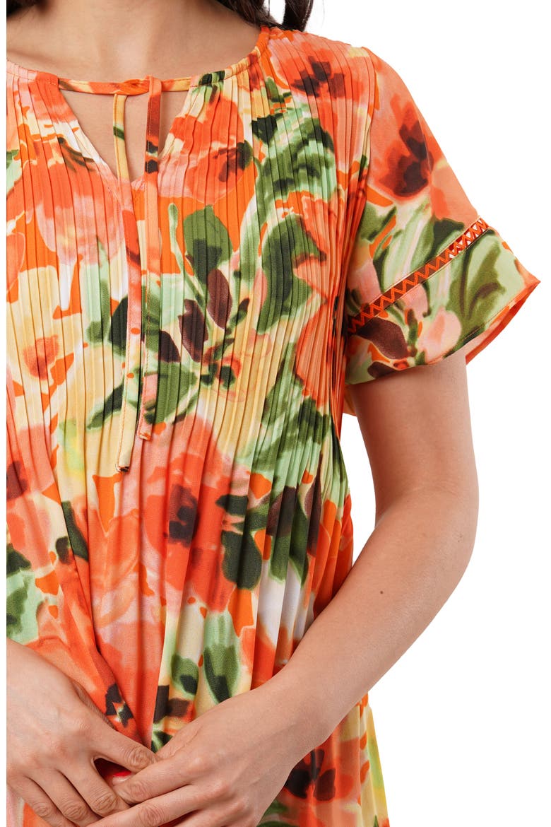 Ruffle Pleated Tie Neck Short Sleeve Top, Alternate, color, RACHEL
