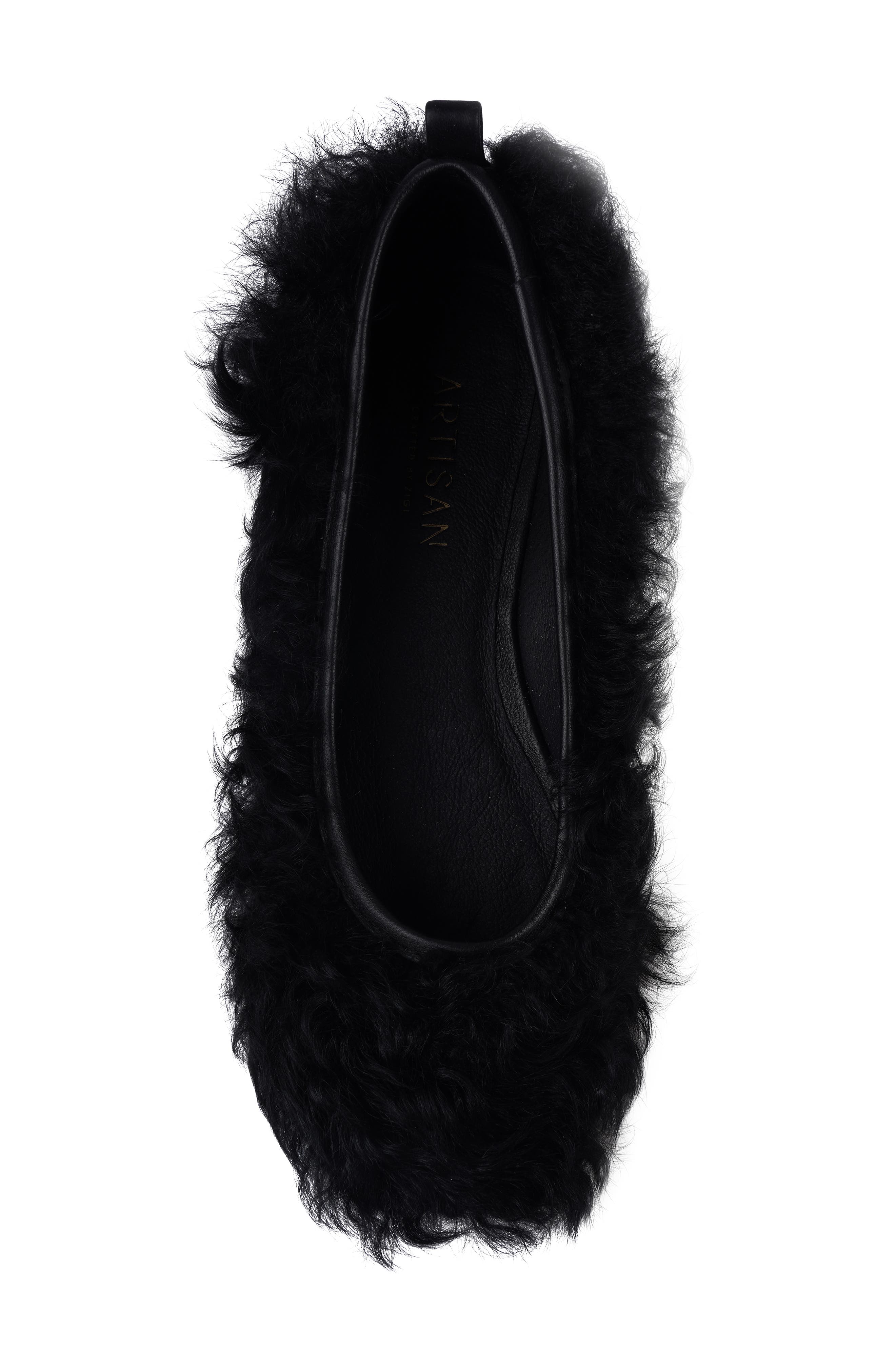 Artisan Crafted By Zigi Quincy Faux Fur Flat, Alternate, color, Black Leather