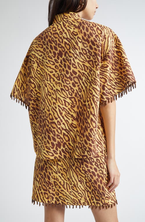 Shop Zimmermann Coco Leopard Print Beaded Fringe Shirt