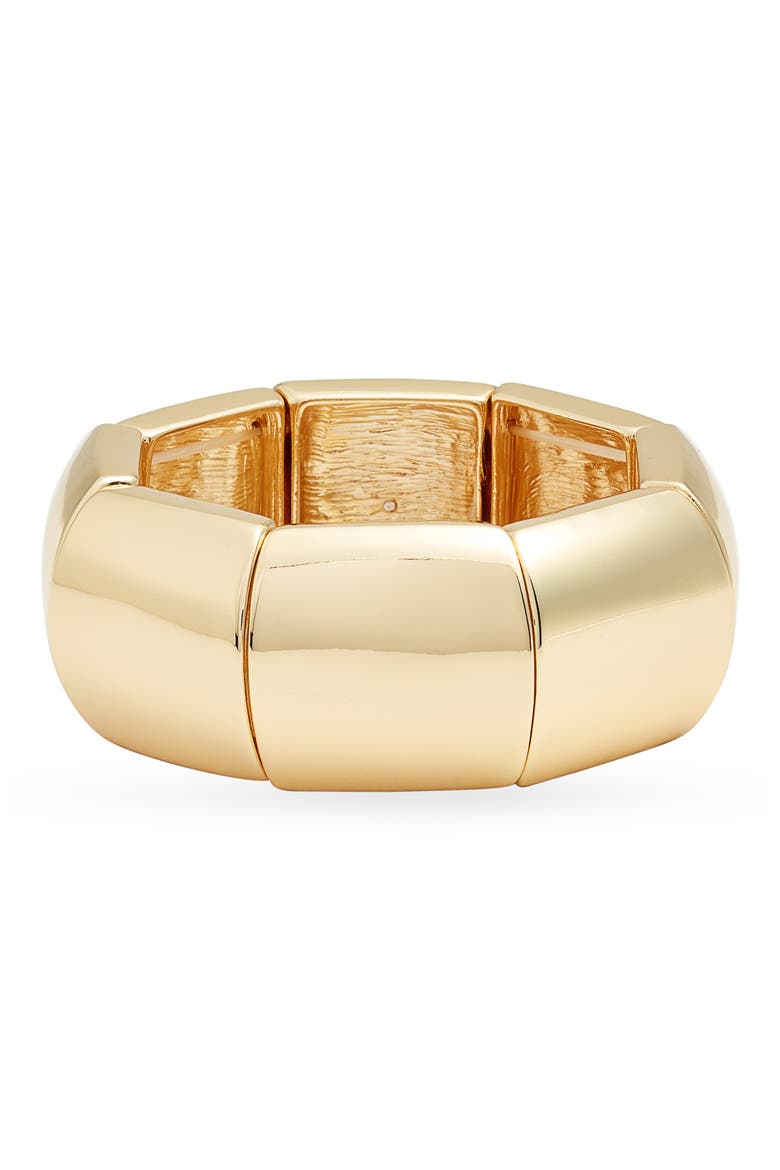 Polished Square Stretch Bracelet, Main, color, GOLD