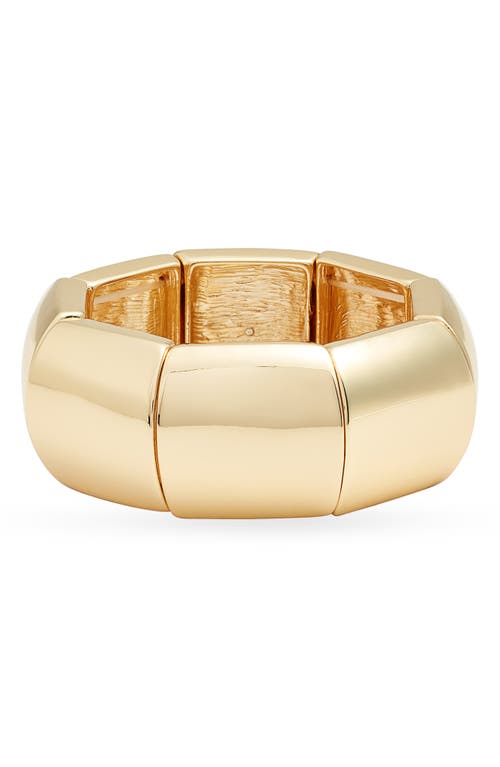 Open Edit Polished Square Stretch Bracelet In Gold