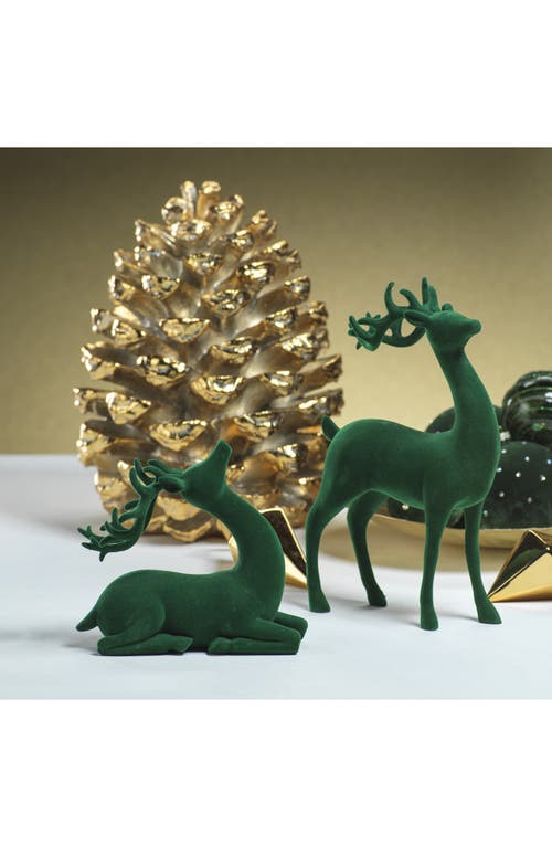 Zodax Flocked Deer Figurine In Green