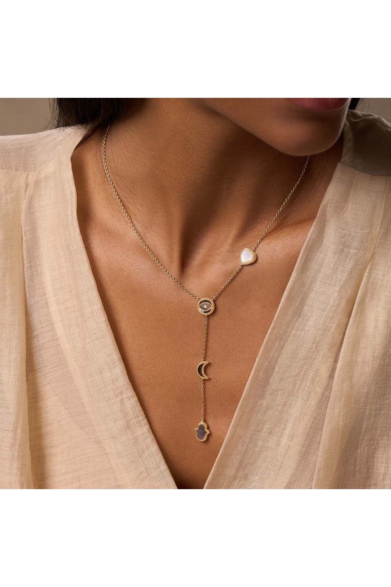 Patient Mind Multi-Symbol Mother of Pearl Necklace, Alternate, color, Gold/Grey