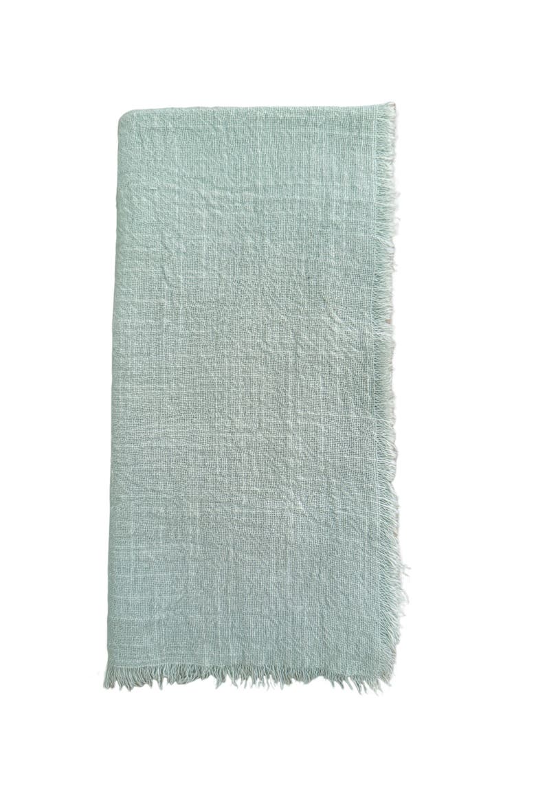 Cotton Gauze Fringe Napkins- Set of 4, Main, color, Mint Green
