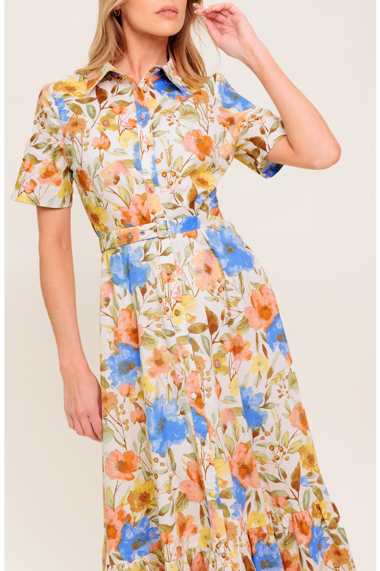 Belted Cotton Maxi Shirtdress, Alternate, color, IVORY