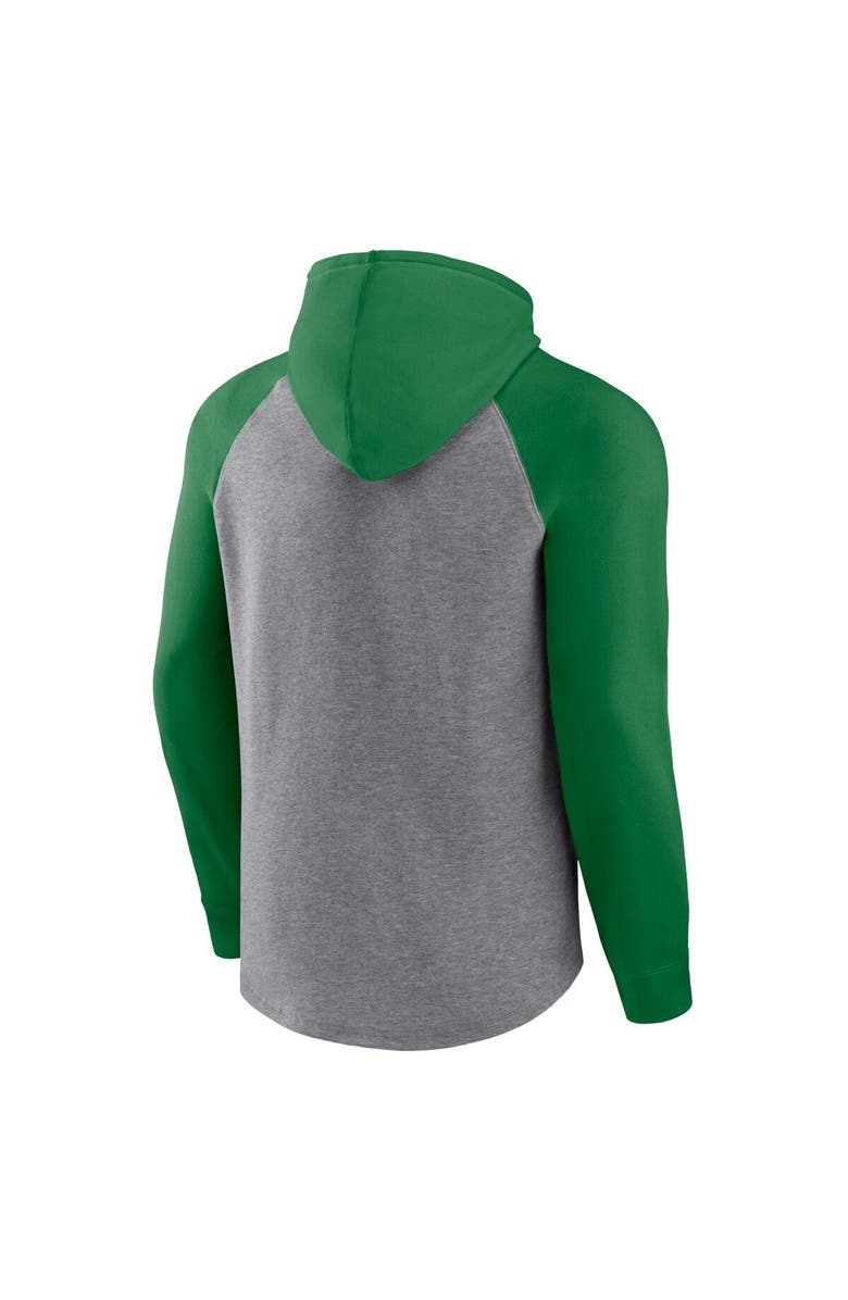 FANATICS Men's Fanatics Branded Green/Heather Gray Oregon Ducks Wrap Up Raglan Pullover Hoodie, Alternate, color, 