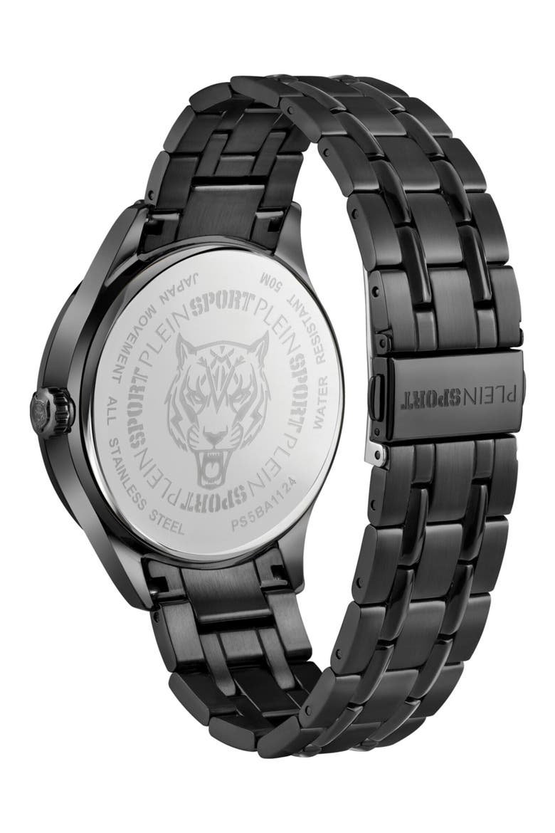 Lineman Three Hand Quartz Stainless Steel Bracelet Watch, 45mm, Alternate, color, BLACK