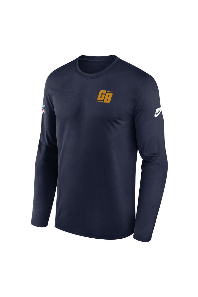 Men's Nike Navy Green Bay Packers The 1923 Classic Sideline Logo Dri-FIT Long Sleeve Legend T-Shirt, Alternate, color, Navy