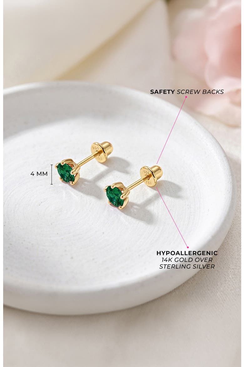 Prong CZ Solitaire Earrings, Alternate, color, May