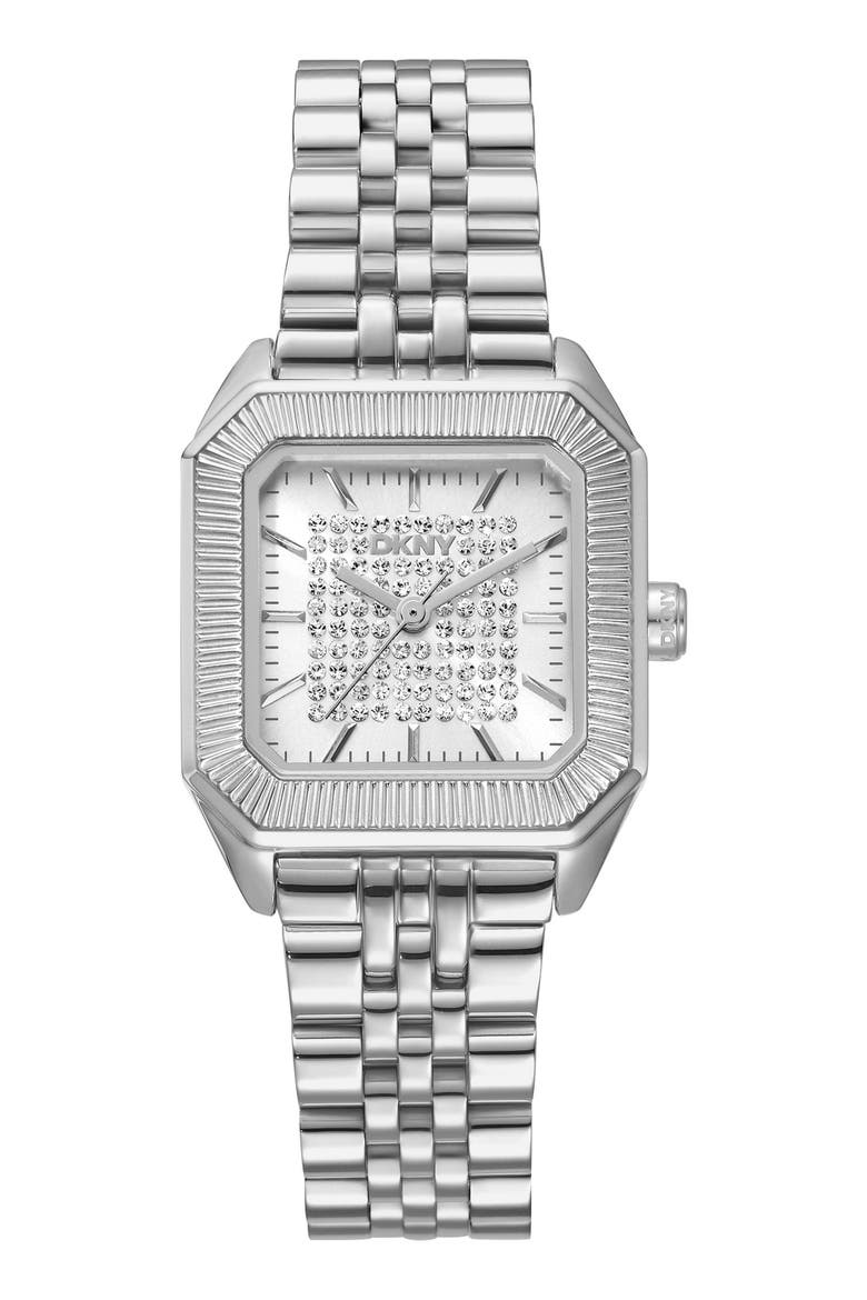Signature Shape Tank Bracelet Watch, 27mm x 34mm, Main, color, WHITE/ SILVER